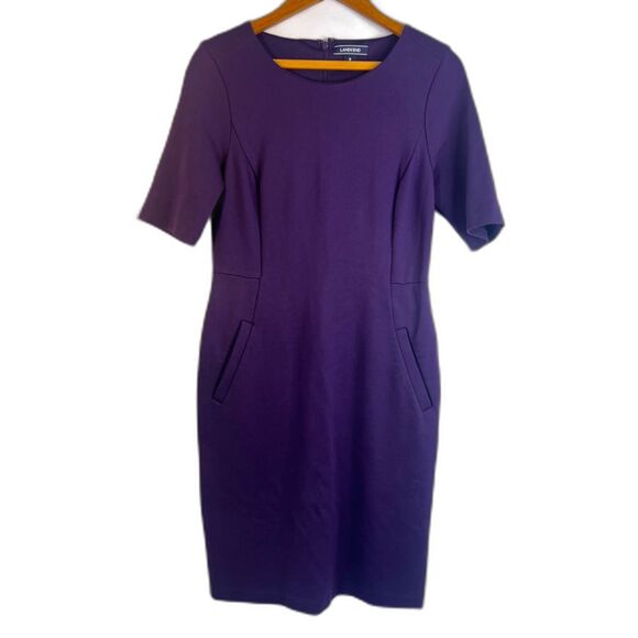 Lands End Ponte Sheath Dress Bodycon Dressy Office Career Work Purple Size 8 - Picture 1 of 12